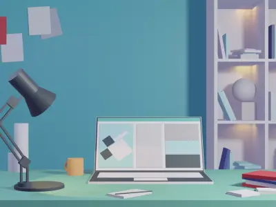 A room of primitives Free low-poly 3D model