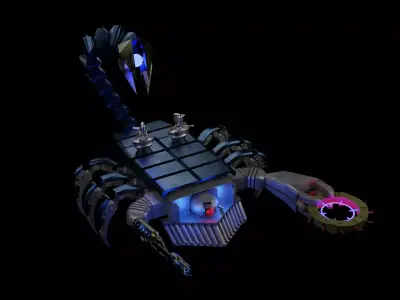 Giant Scorpion Robot with Flamethrower and Saw 3D model
