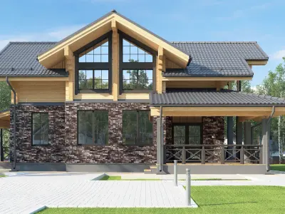 Exterior 3D model of a residential building 3D model purchase