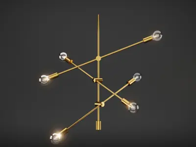 Lamp collection gold chandelier with four lights 3D model