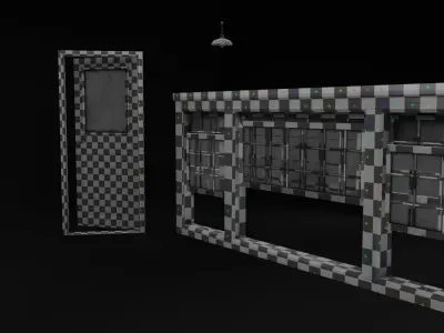 School Door and Window Low-poly 3D model