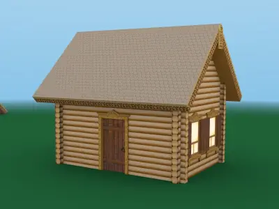 Modular Wooden Cottage Low-poly 3D model