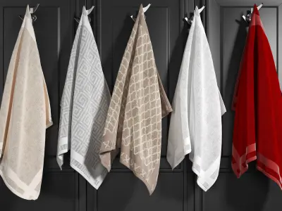 Towels 1 set of hanging on door 3D model