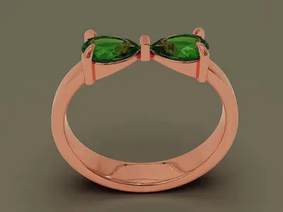 Fashion bow tie diamond ring with pear shape diamonds Free 3D print model