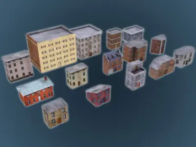 Low Poly Game Buildings Pack 01 Low-poly 3D model