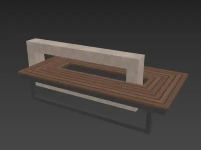  Urban Bench Concrete Wood exterior public space street 3D model