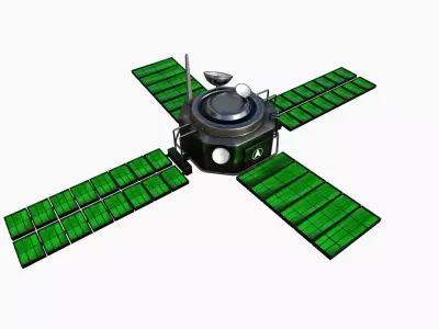 Satellite H01 Steel Green - SciFi Space Design Low-poly 3D model