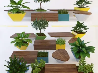 Bench modern planter boxes 3D model