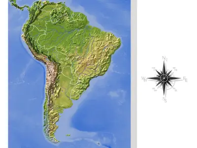 South America High resolution 3D relief maps 3D model