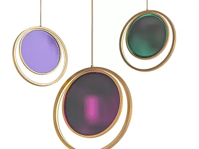 BROOKLYN three gold and circles hanging from string 3D model