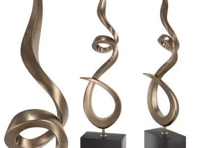 Twisted Flame Modern Floor Sculpture 3D model