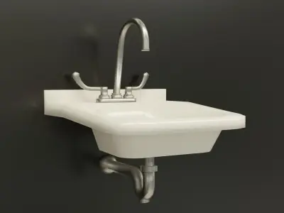 Low Poly Bathroom Sink For Games Low-poly 3D model