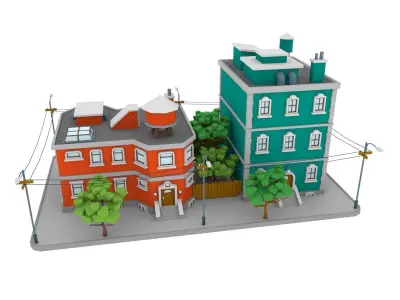 LowPoly City Block01  Low-poly 3D model
