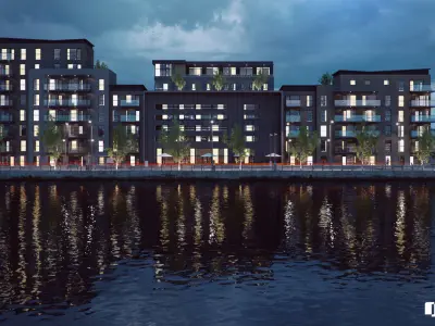 VRay - C4D files Waterfront Exterior Scene 3D model