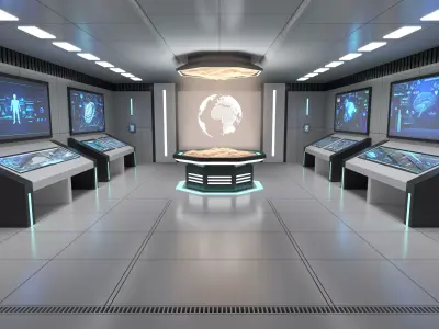 Sci Fi Futuristic Control Room Low-poly 3D model