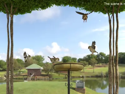  Woman Next To Birdbath 