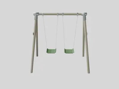 Wooden Swing - Playground Equipment 3D model