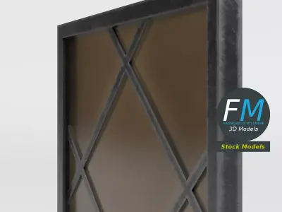 Medieval lattice window Low-poly 3D model