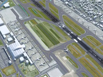 Fukuoka Airport 10km Low-poly 3D model