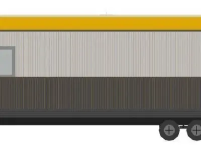 Construction Site Trailer On Running Steel Frame 12 x 60 ft Low-poly 3D model