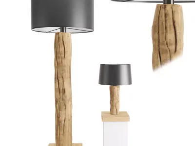 Floor lamp and lamp made of solid teak  Ravilla 3D model
