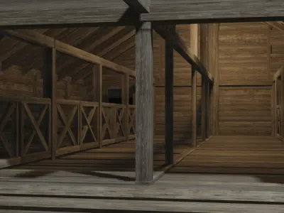 horse stable medieval village Low-poly 3D model