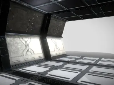 Sci-fi Steel Corridor Low-poly 3D model