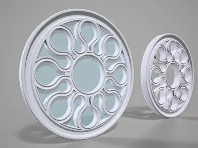 Highpoly Circular Gothic Window Type6 3D model