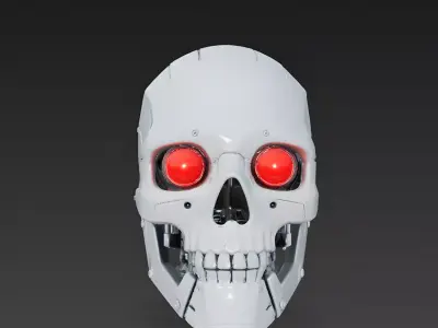 Stylized Robotic Skull Mask 3D Model Low-poly 3D model