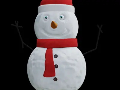 Snowman wearing hat and scarf 3D model purchase