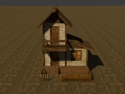 Medieval house nine 14 Low-poly 3D model
