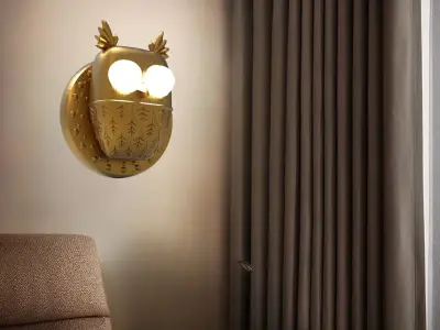 owl wall lamp 3D print model