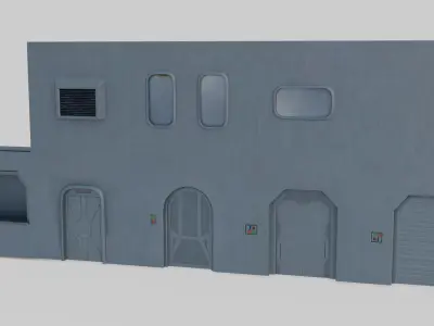 Sci-Fi building elements Low-poly 3D model