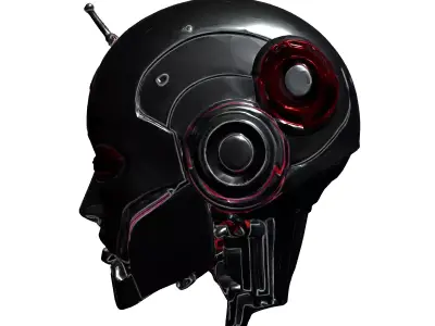 Futuristic Robot Head 3D Model Low-poly 3D model
