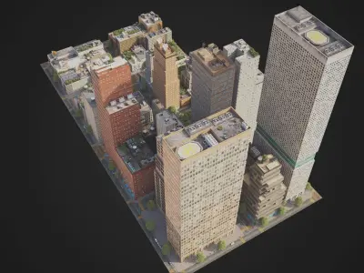 Realistic City District C2-A40 MAYA Low-poly 3D model