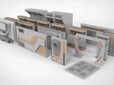 sci-fi Architecture kitbash 5 3D model