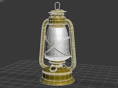 Vintage oil lamp Lantern light Low-poly 3D model Low-poly 3D model