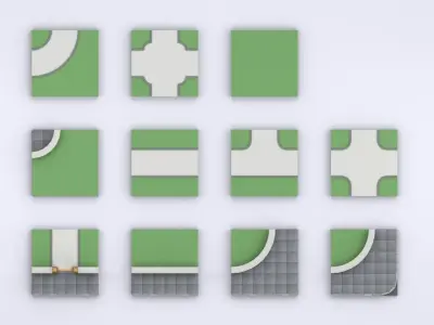 Cartoon Low Poly Modular Park Pack Low-poly 3D model