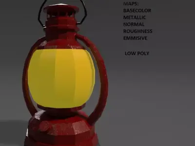 Low Poly Oil Lamp Low-poly 3D model