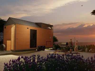 house on wheels tiny house on 20ft Low-poly 3D model