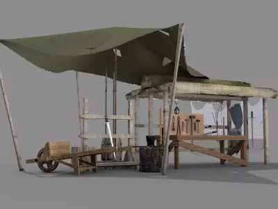 Medieval Market Stall 02 3D model