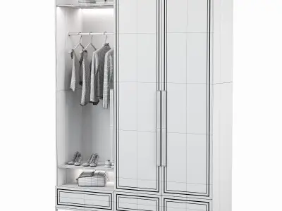 Hallway Set wardrobe with two doors and pairs of shoes 3D model