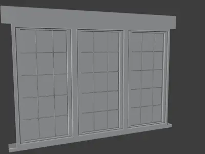 Window wooden with glass panels Low-poly 3D model
