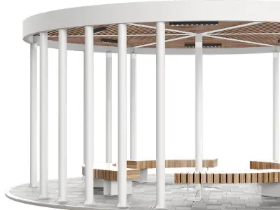 Set of pergolas gazebos canopies with swings benches 2 3D model