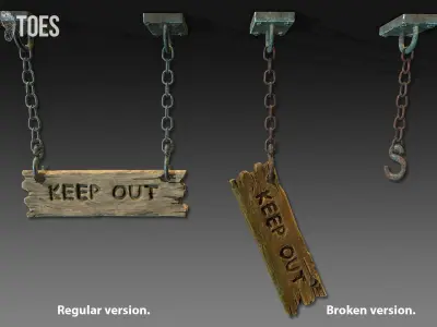 Keep Out Hanging Signs - Game Ready Low-poly 3D model