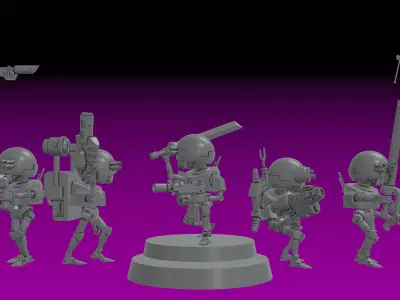 ENGINE CULT SERVOCORES - ASSISTANT DROID SQUAD -MONOPOSE- 28mm 3D print model