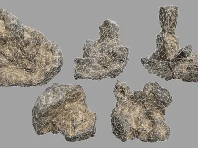 Rock Set Low-poly 3D model