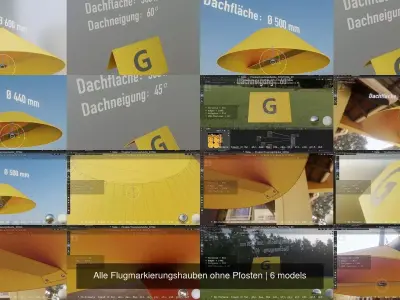 Alle Flugmarkierungshauben ohne Pfosten 3D Model Pack