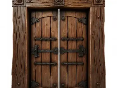 Heavy Wood Grille Door Low-poly 3D model