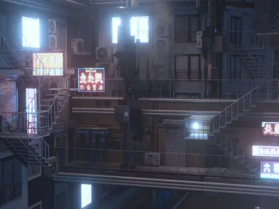 Cyberpunk Theme Environment 3D model